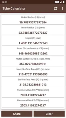 Tube Calculator android App screenshot 1