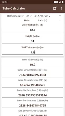 Tube Calculator android App screenshot 3